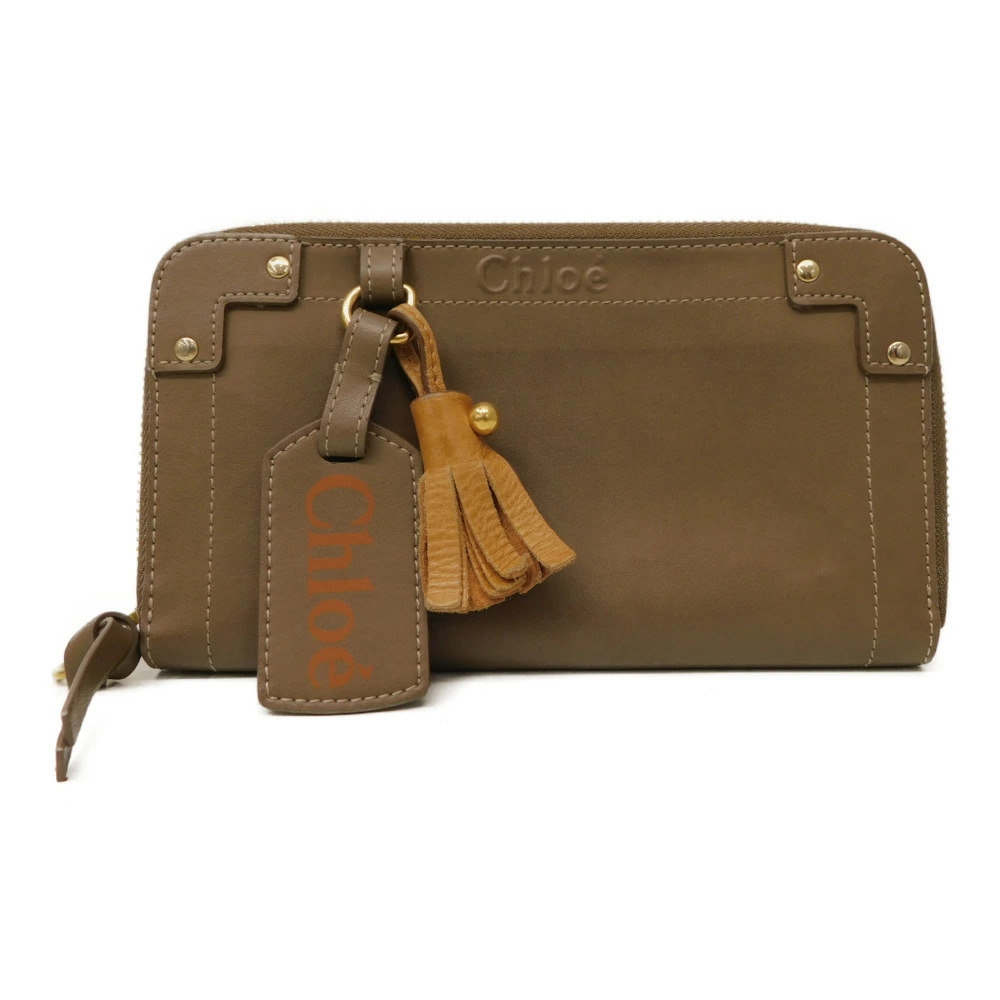 Chloe Round Zipper Long Wallet Brown Charm Packaging